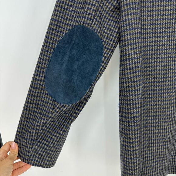 Vintage Braebrook Wool Plaid Blazer Suede Elbow Patch Size 10 Academia Preppy - Picture 5 of 12